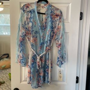 Sheer laced night gown and matching robe.